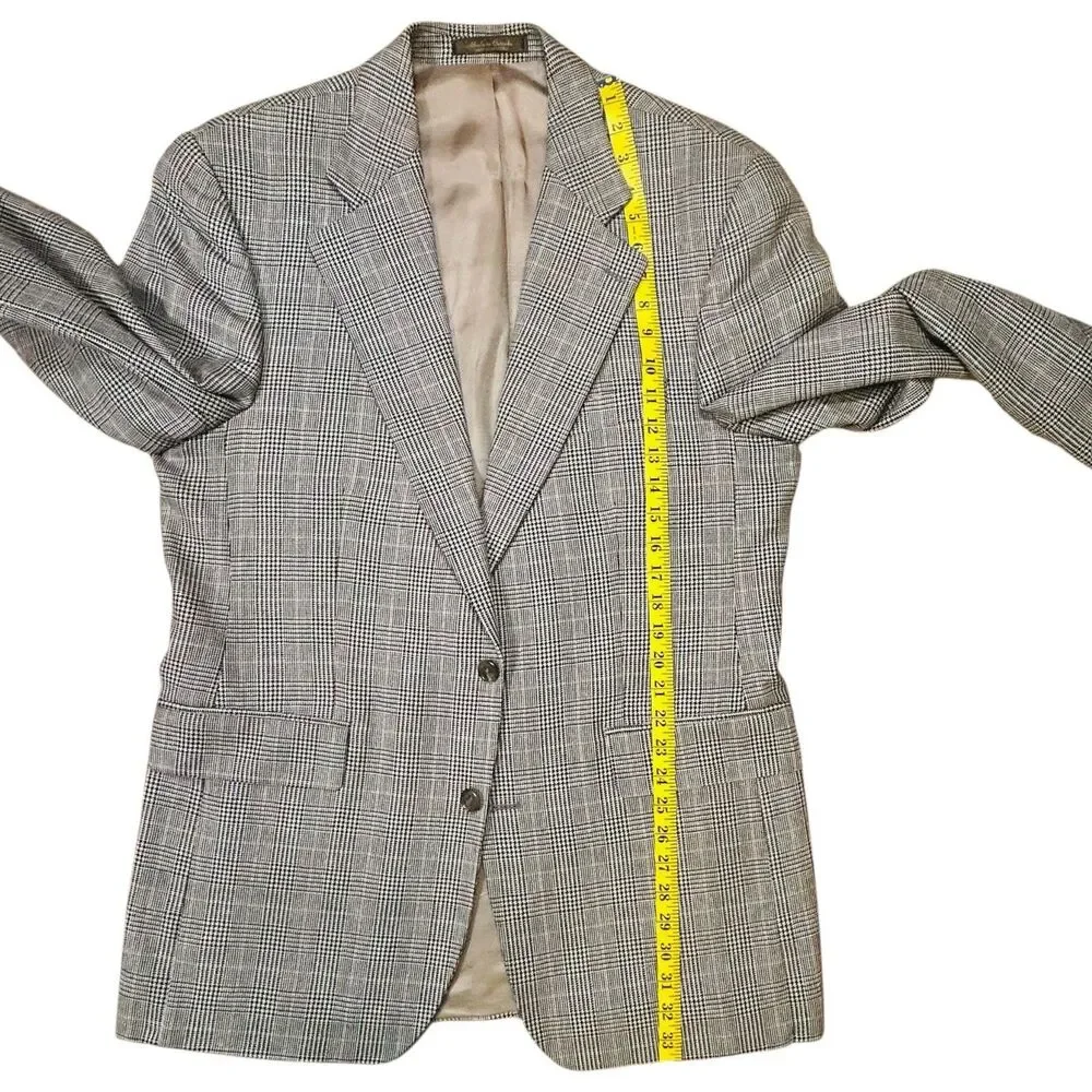 Vintage Chaps Ralph Lauren Sport Coat Men’s 42 T Wool Silk Glen Plaid Check
